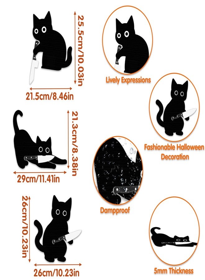 CYUXING 3Pcs Black Cat Halloween Wall Decorations Set, Wooden Wall Art for Home, Spooky and Cute Halloween Decor for Doors, Entryways, Walls - Gift for Cat Lovers and Party Decoration - Image 2